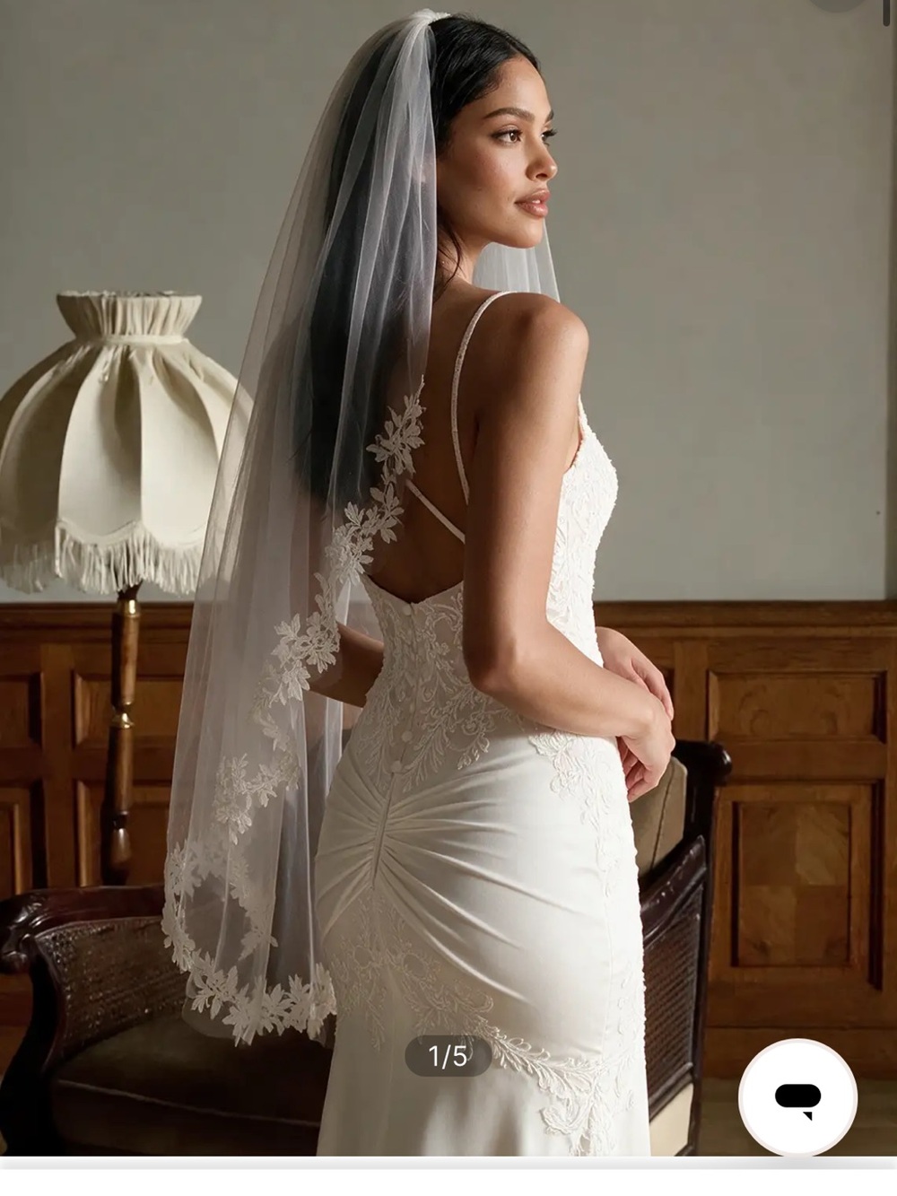 Azazie white lace veil